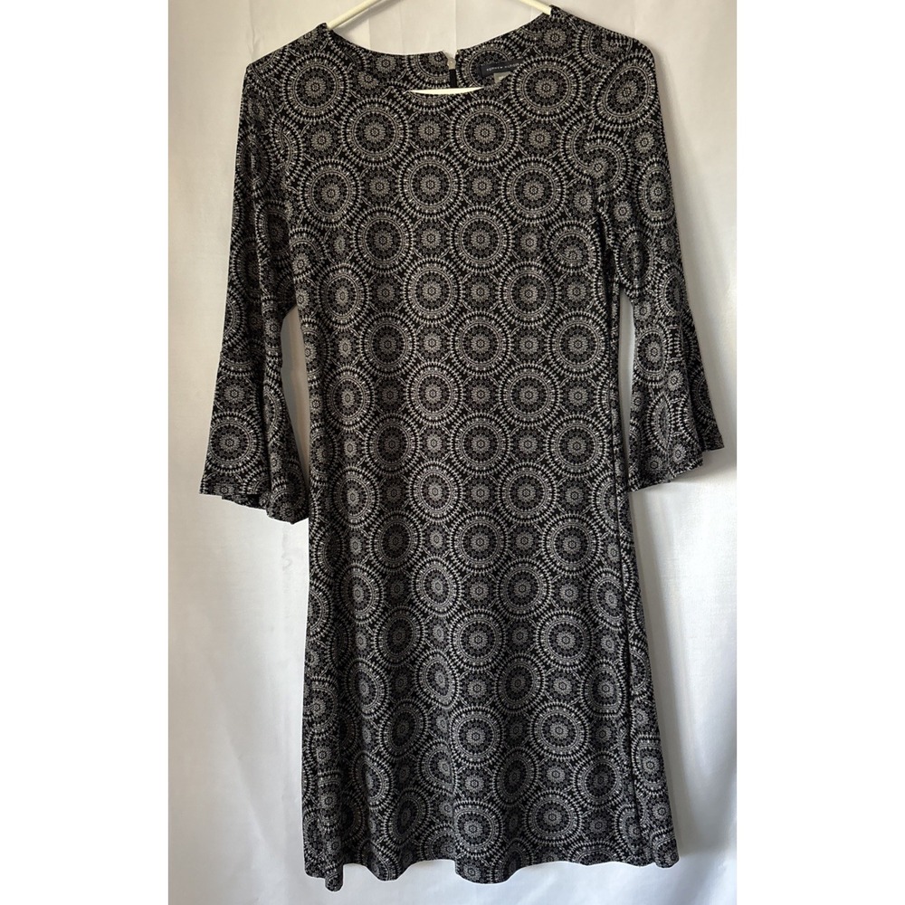 Tommy Hilfiger Women's Jersey Bell Sleeve Flared A Line Dress, BlackWhite Size 2